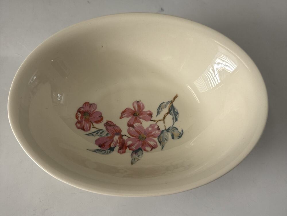 Vintage Steubenville Horizon Pink Floral 9" Oval Serving Bowl